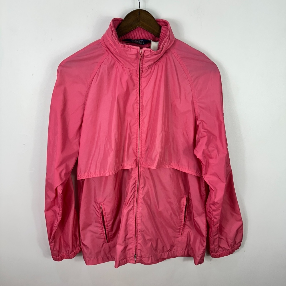 Woolrich Windbreaker Women Pink L Vintage 80s 90s Utility Zip‎ Mesh Vent Retro
